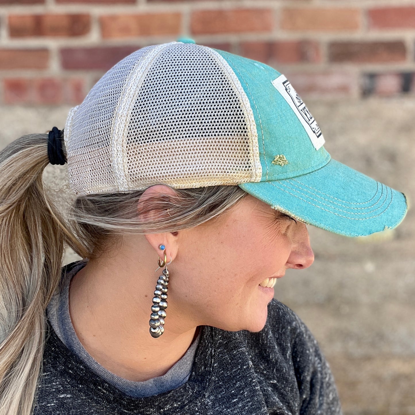 Sunshine and Whiskey Azul Vintage Washed Distressed Baseball Cap