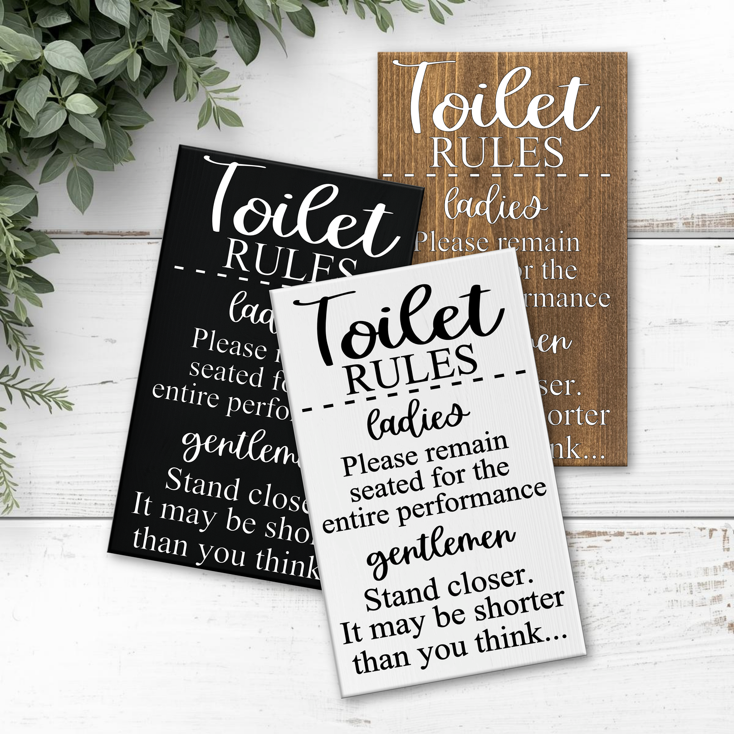 8x12 Toilet Rules: Ladies and Gentleman Sign