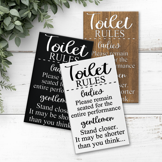 8x12 Toilet Rules: Ladies and Gentleman Sign