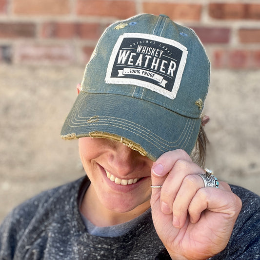 Whiskey Weather Denim Vintage Washed Distressed Baseball Cap