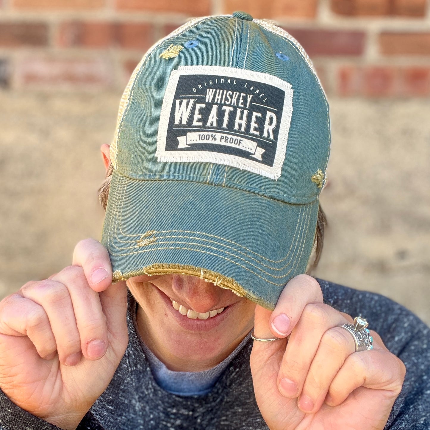 Whiskey Weather Denim Vintage Washed Distressed Baseball Cap