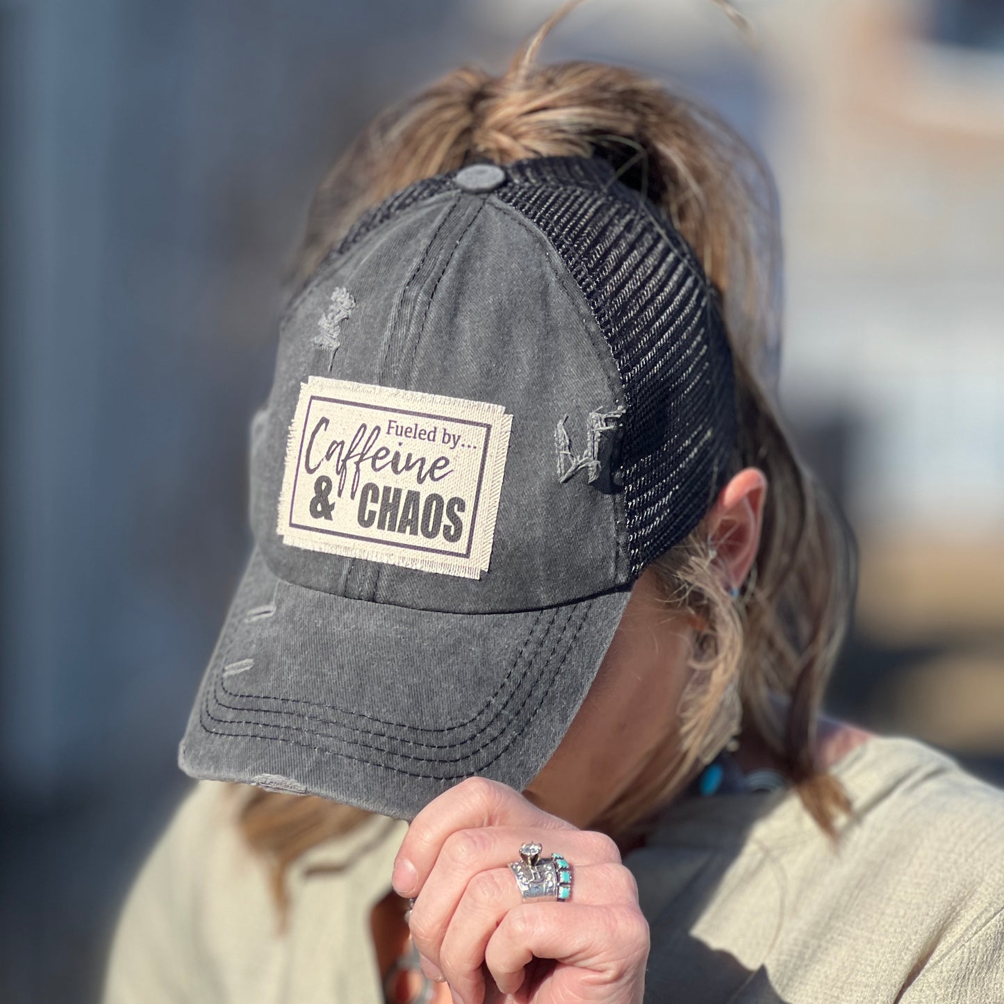 Fueled by Caffeine and Chaos Black Baseball Cap