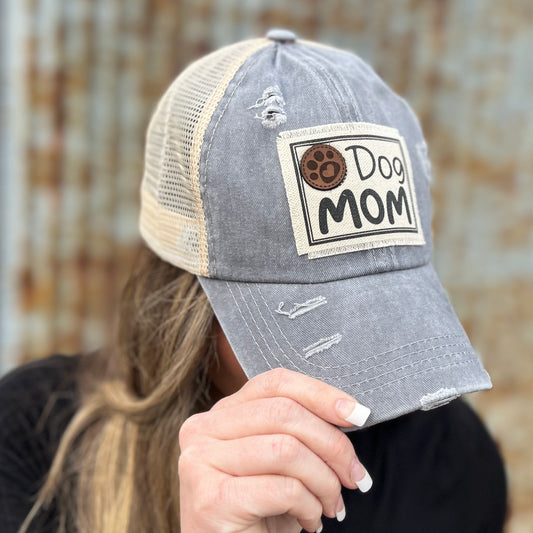 Dog Mom Grey Baseball Cap