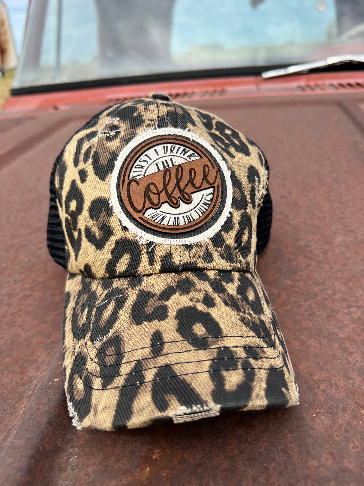 Coffee First Leopard Baseball Cap