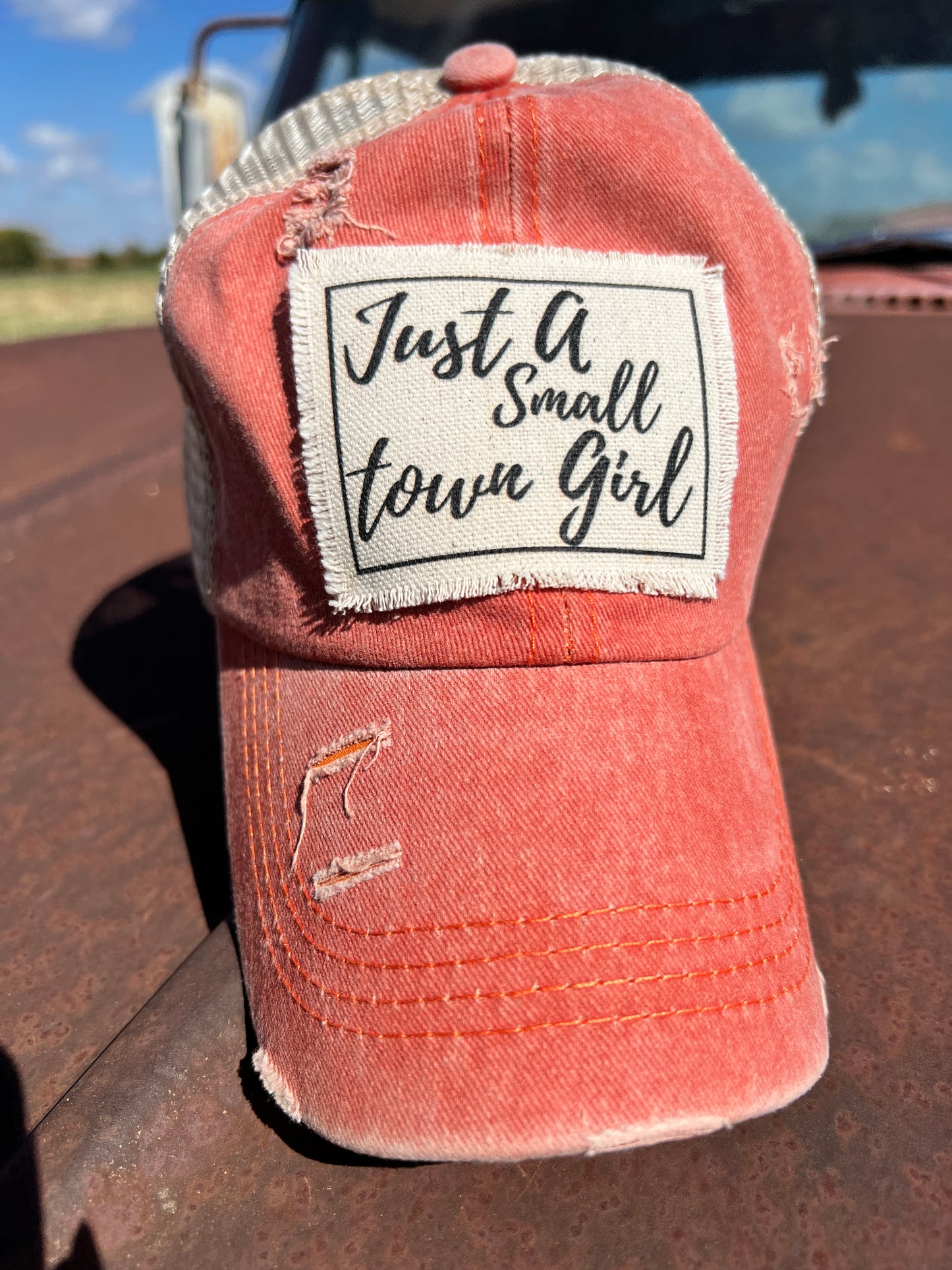 Just a Small Town Girl Orange Baseball Cap